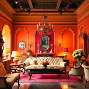 فرش قرمز با مبلمان کلاسیک