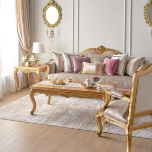 مبلمان استیل کرم طلایی