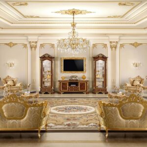 چیدمان مبل سلطنتی و تلویزیون
