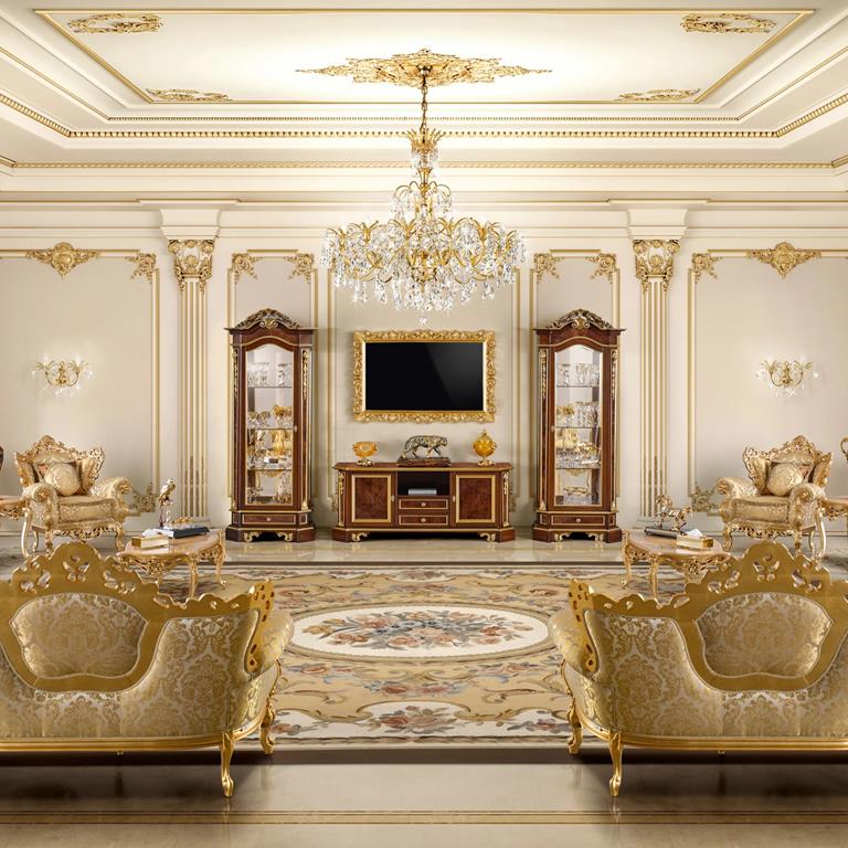 چیدمان مبل سلطنتی و تلویزیون